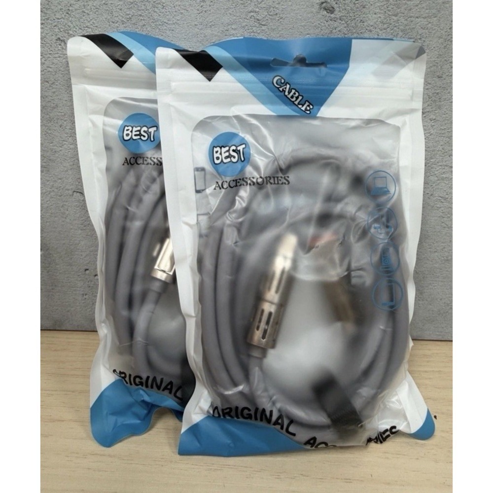 2 Pk 4 in 1 USB RBG Charging Cable USB-A/Type-C/Lighting Fast Data Sync 80" Gray